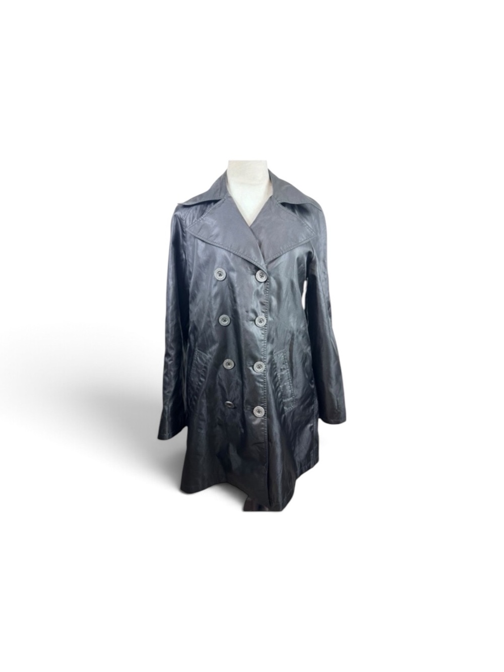 Michael Kors black shiny raincoat size medium - Picture 2 of 12